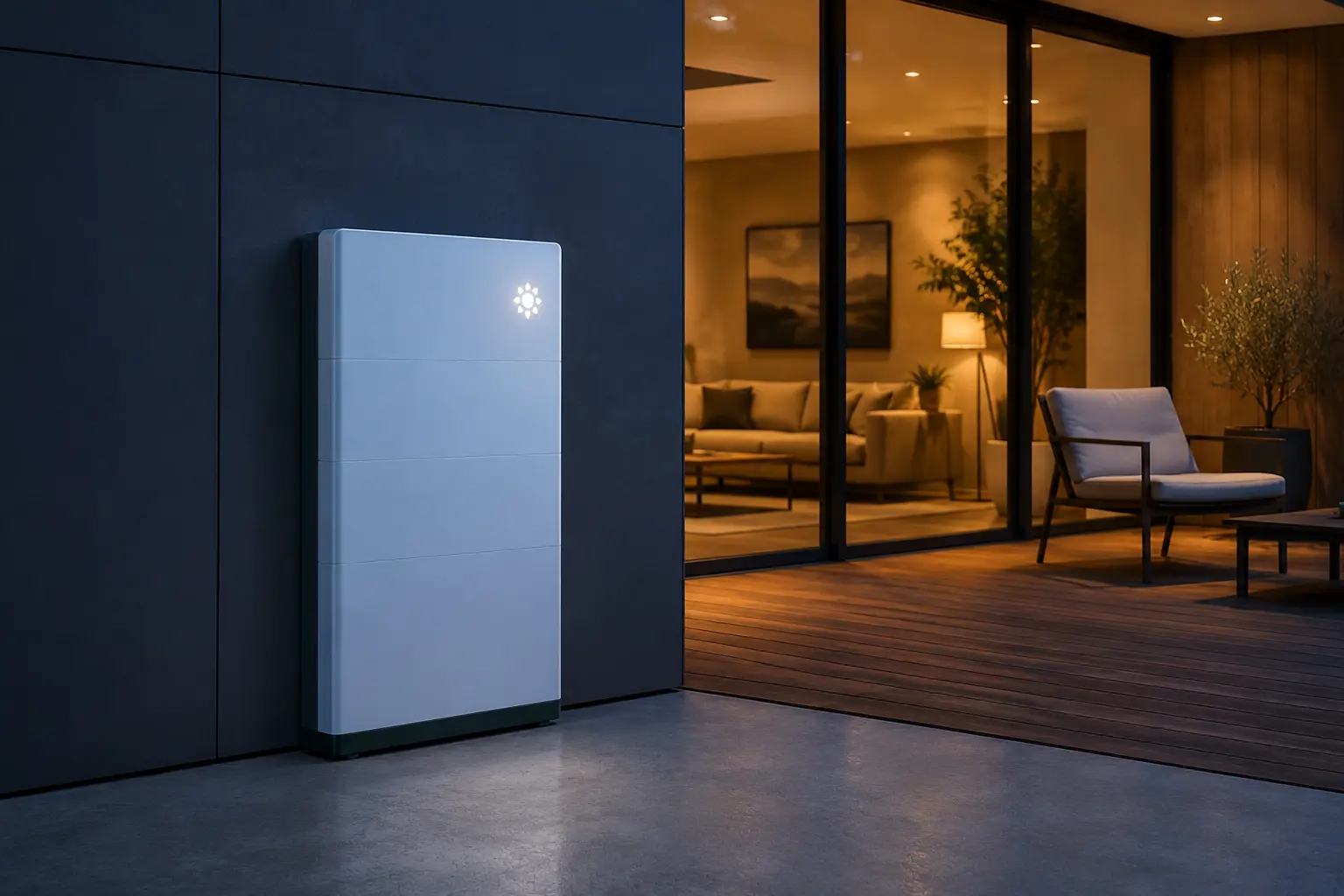 Batterie de stockage solaire installée dans un garage
