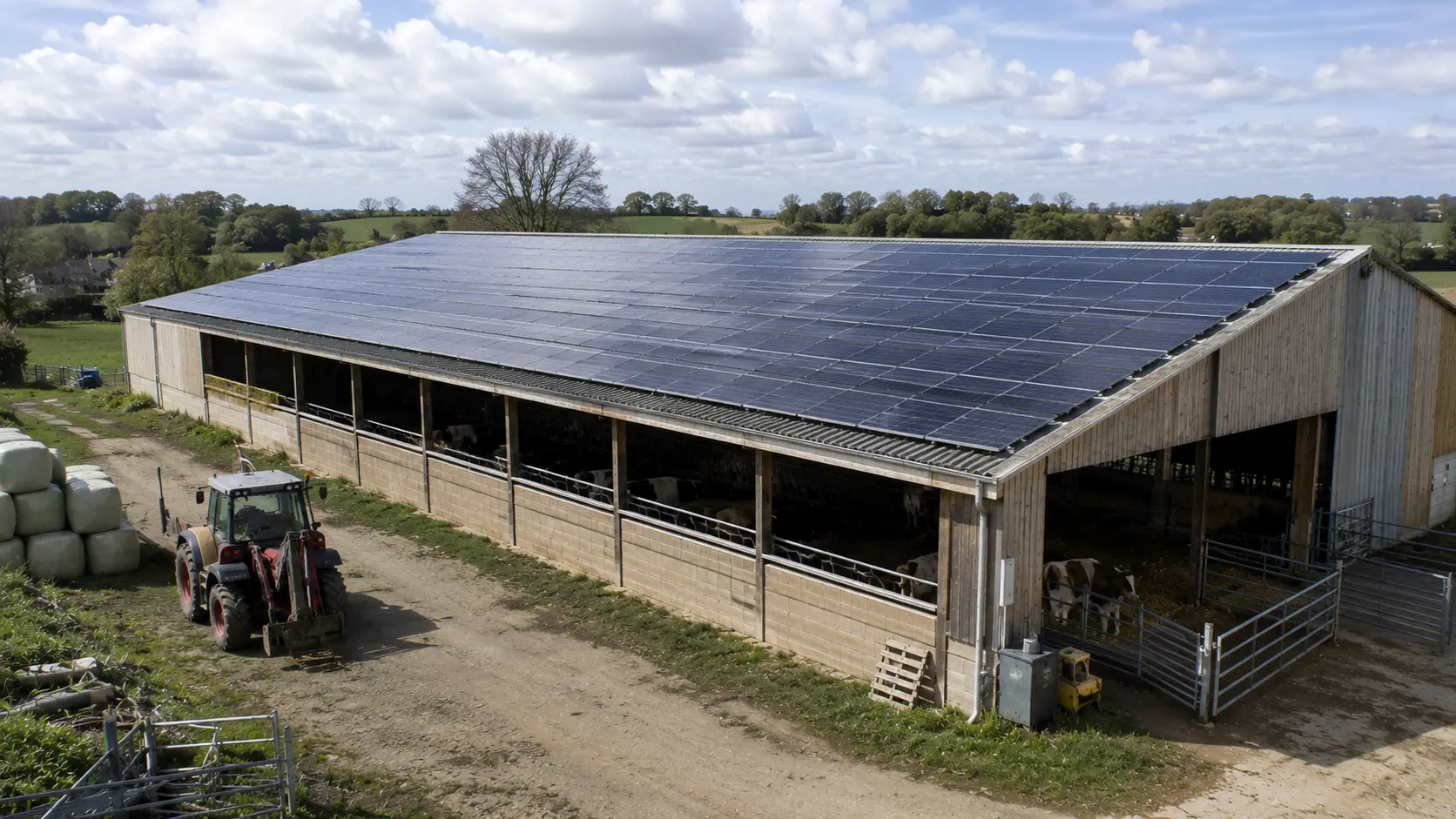 Bâtiment agricole équipé de panneaux photovoltaïques